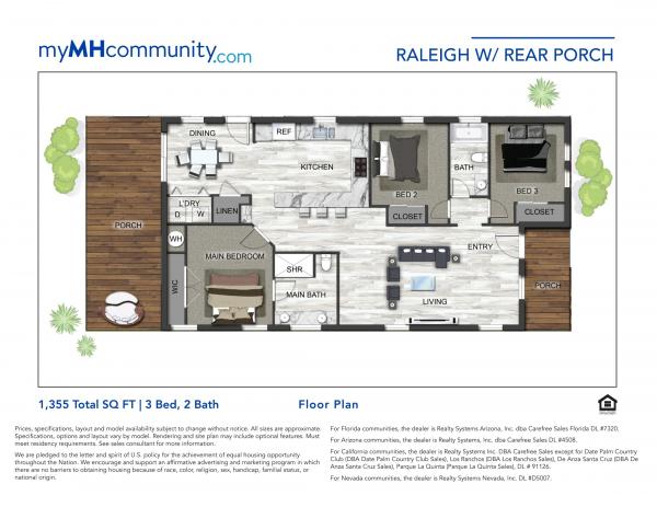 2026 CAVCO - Plant City Raleigh w/ Rear Porch - Elite Series Mobile Home