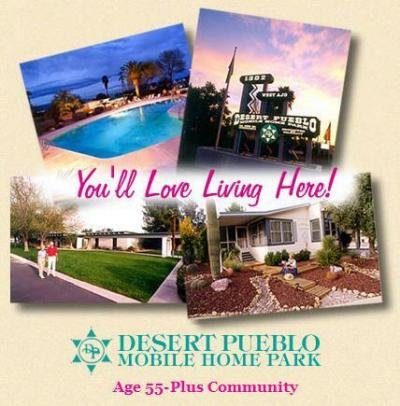 Desert Pueblo Mobile Home Park mobile home dealer with manufactured homes for sale in Tucson, AZ. View homes, community listings, photos, and more on MHVillage.