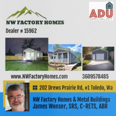 NW Factory Homes LLC mobile home dealer with manufactured homes for sale in Toledo, WA. View homes, community listings, photos, and more on MHVillage.