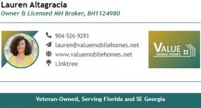 Listed By Lauren Altagracia of Value Mobile Homes
